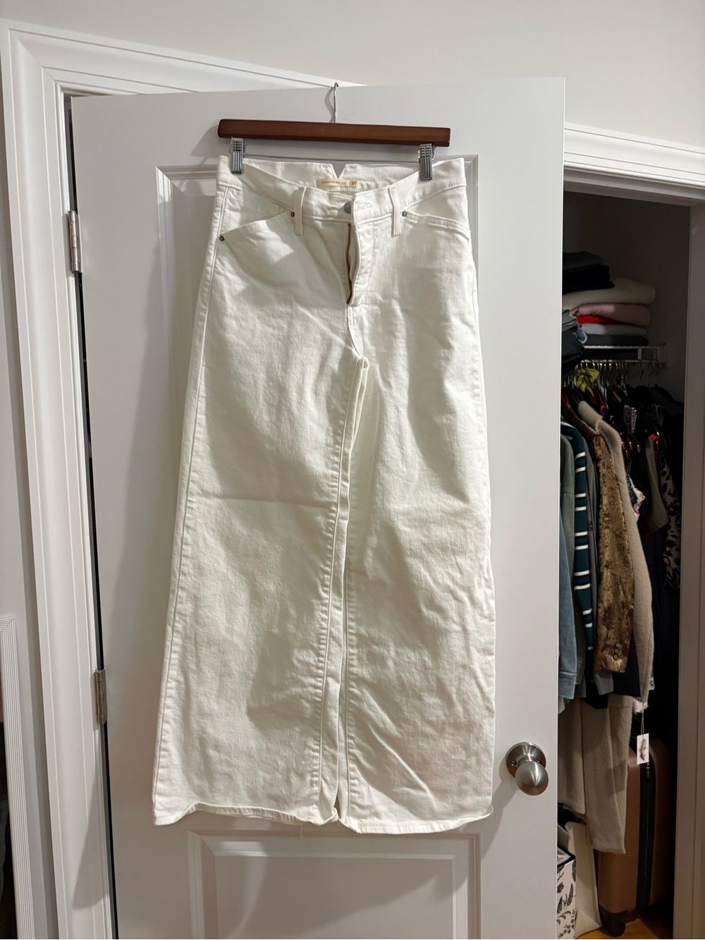 Levi's Cream High-Rise Wide Leg Jeans